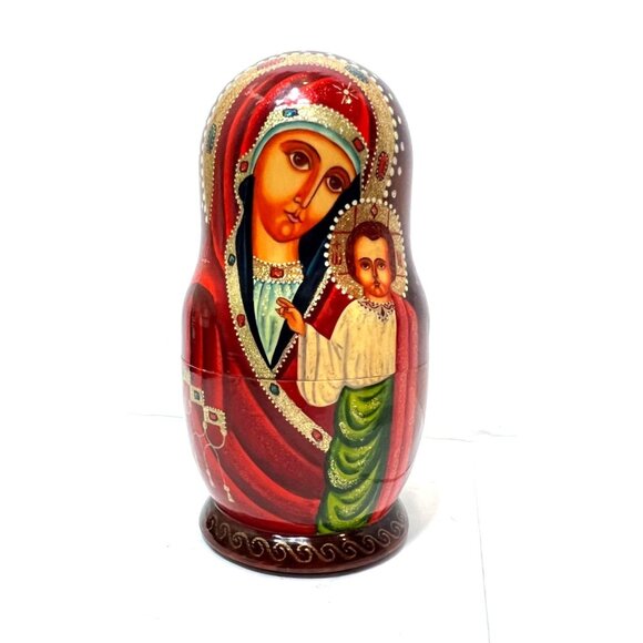 Our Lady of Kazan Russian Matryoshka Orthodox Religious Icons 7 Nesting Dolls - Picture 7 of 16
